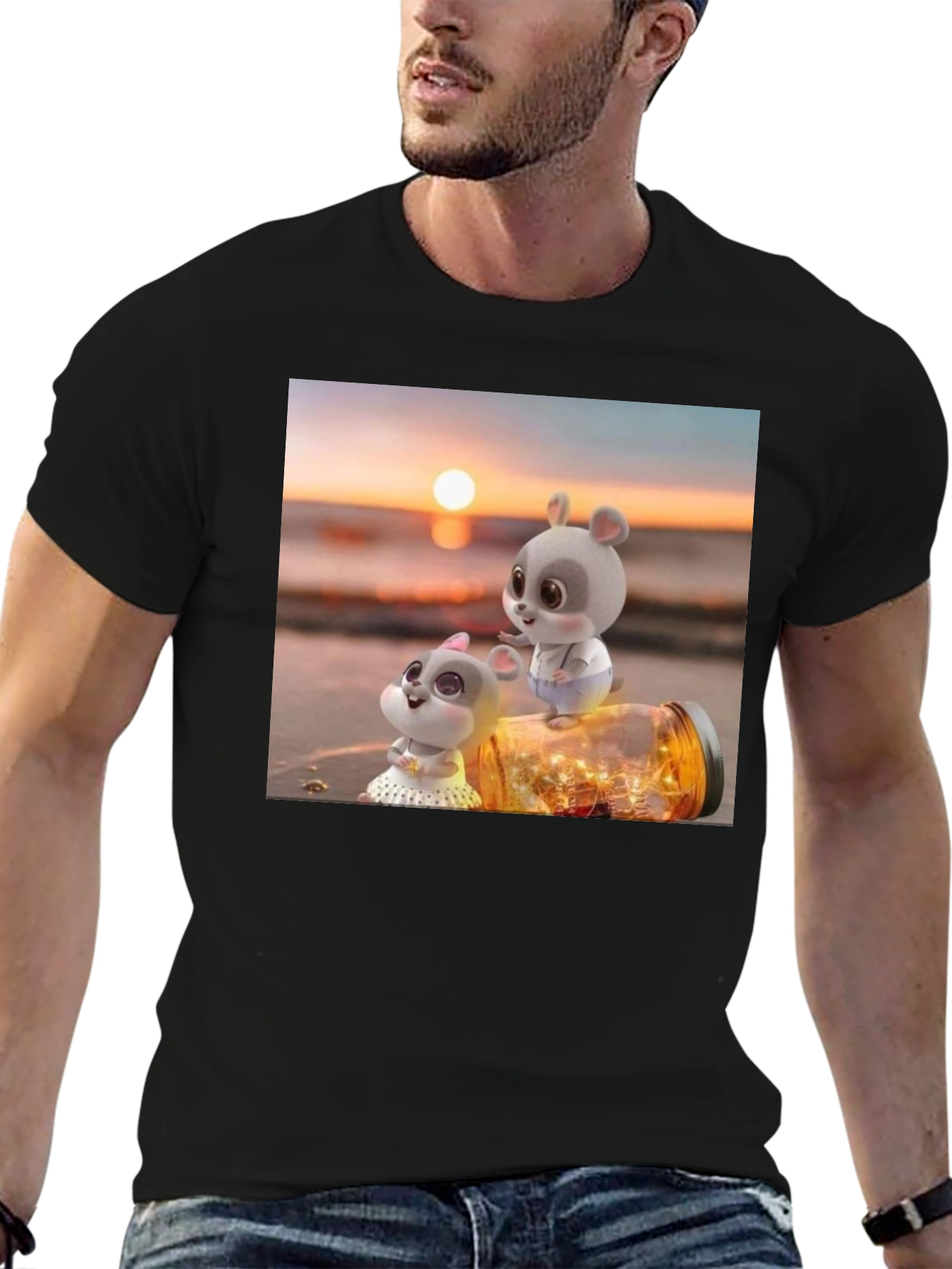 Cute Mice Sunset Graphic Tee