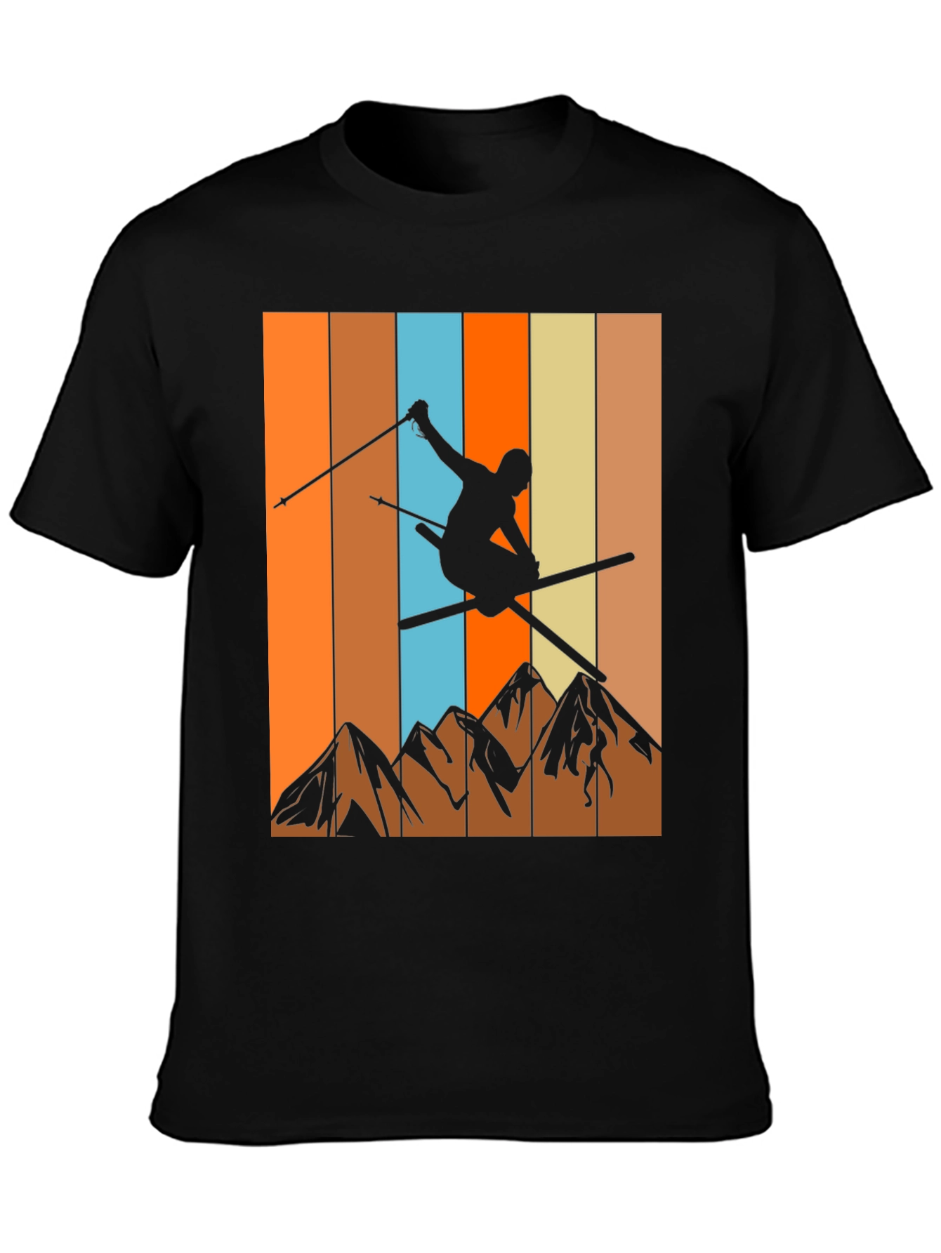 Retro Skiing Graphic T-Shirt - Mountain Design