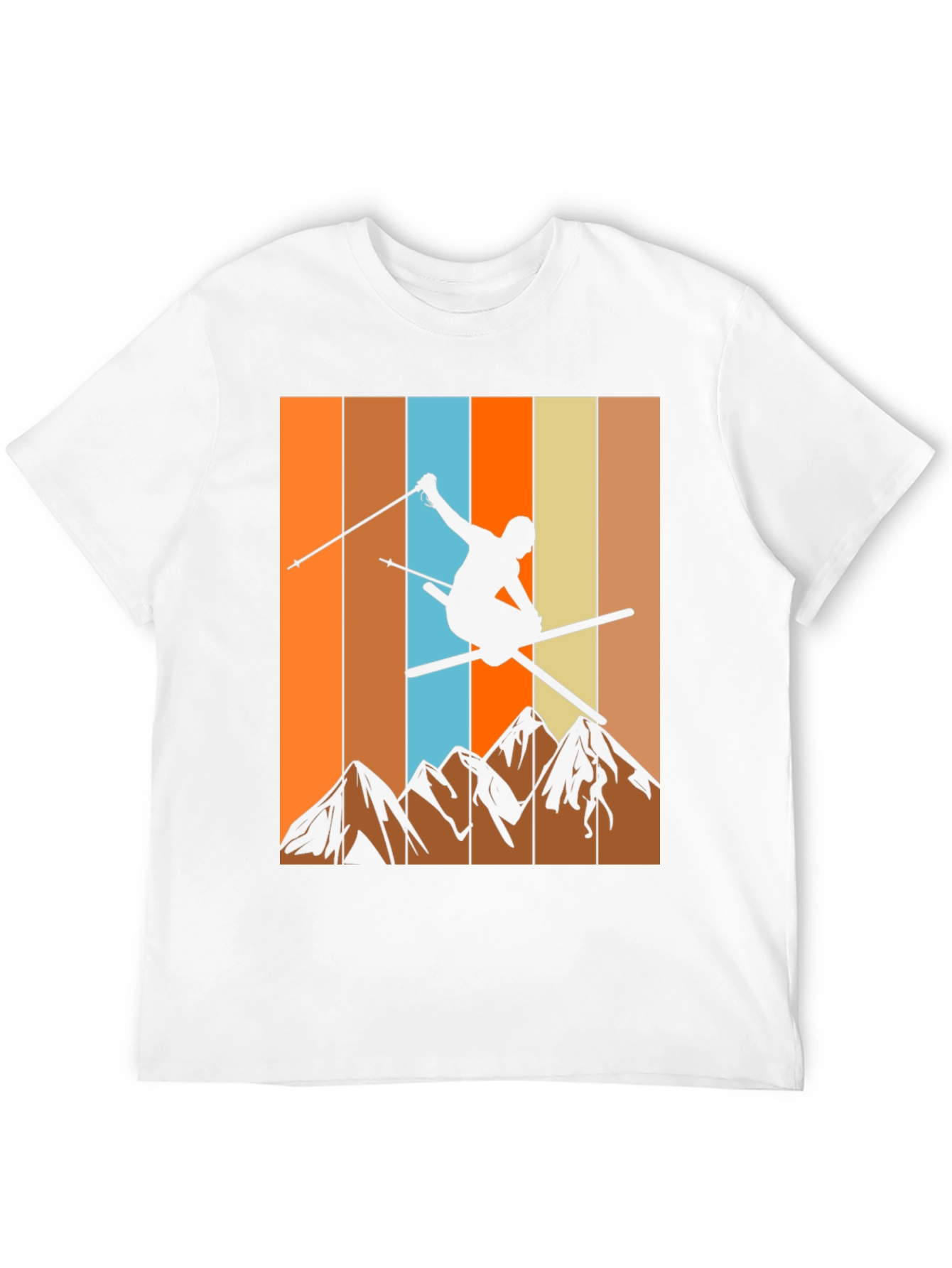 Retro Skiing Graphic T-Shirt - Mountain Design