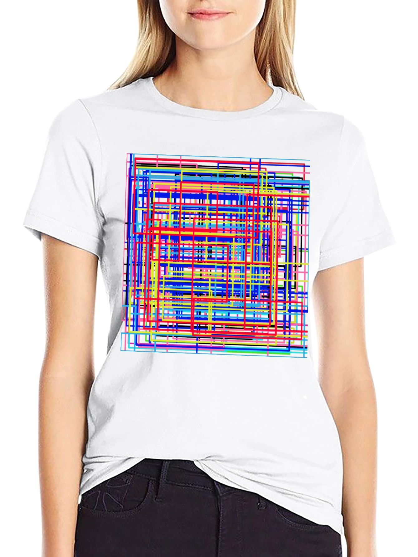 Abstract Geometric Lines Graphic T-Shirt