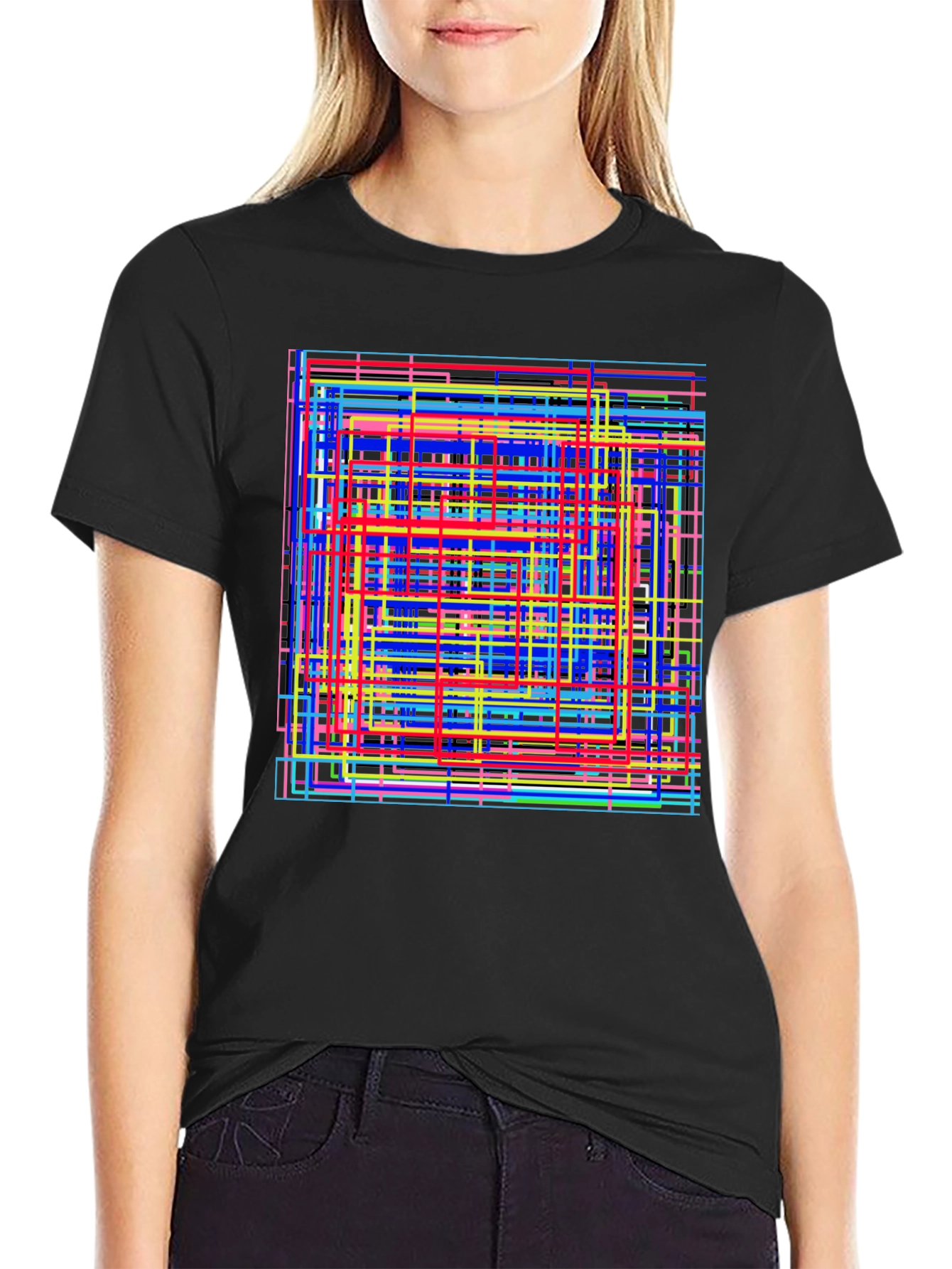 Abstract Geometric Lines Graphic T-Shirt