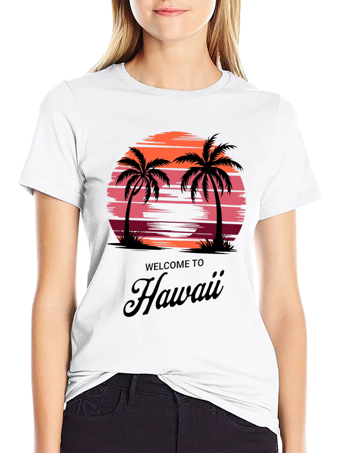 Hawaii Sunset Palm Tree Graphic Tee