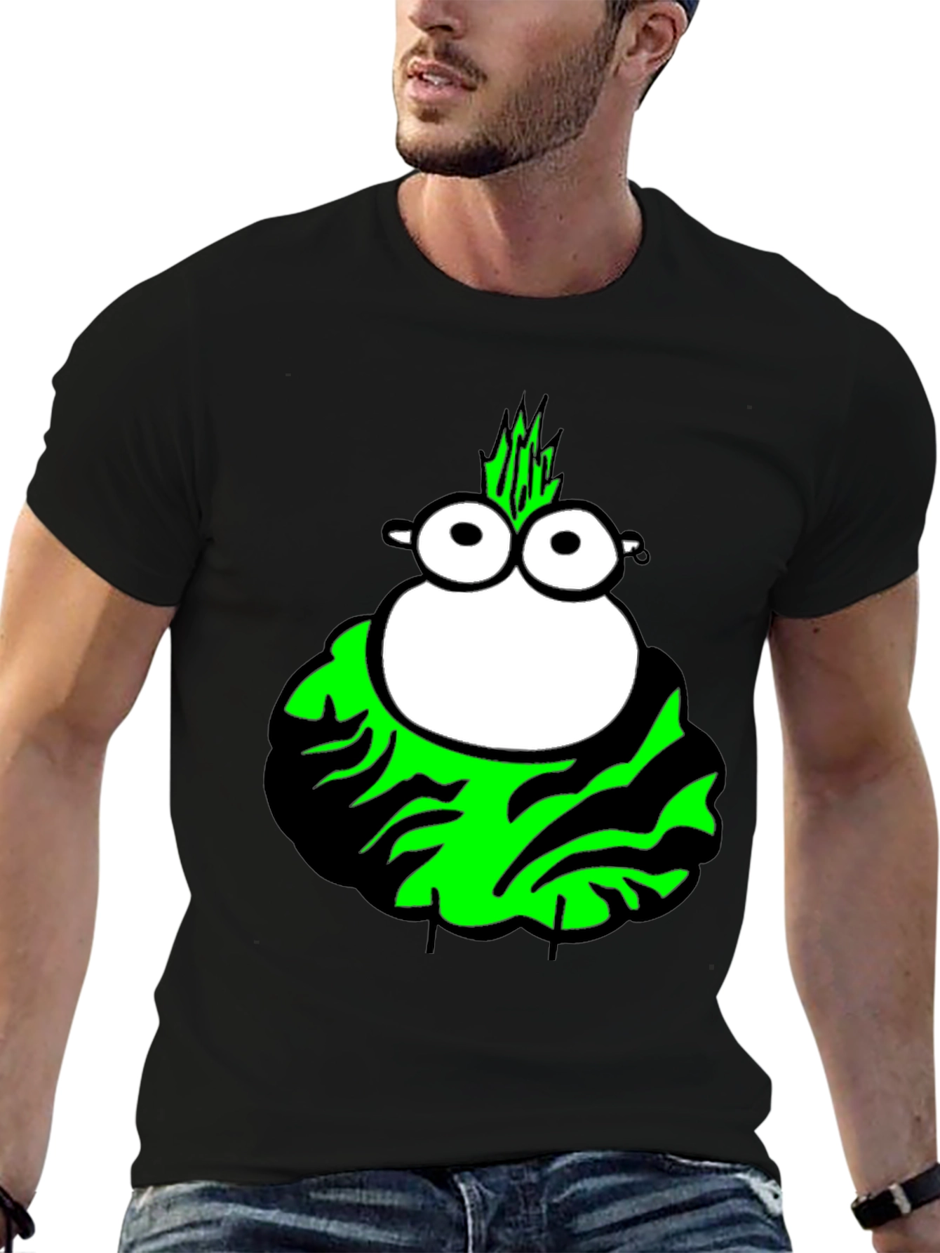 Funky Cartoon Character Black T-Shirt