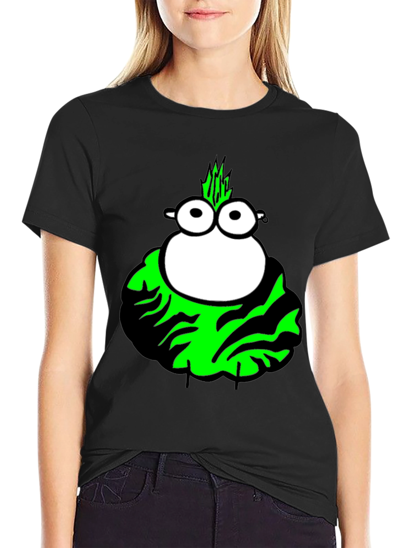 Funky Cartoon Character Black T-Shirt