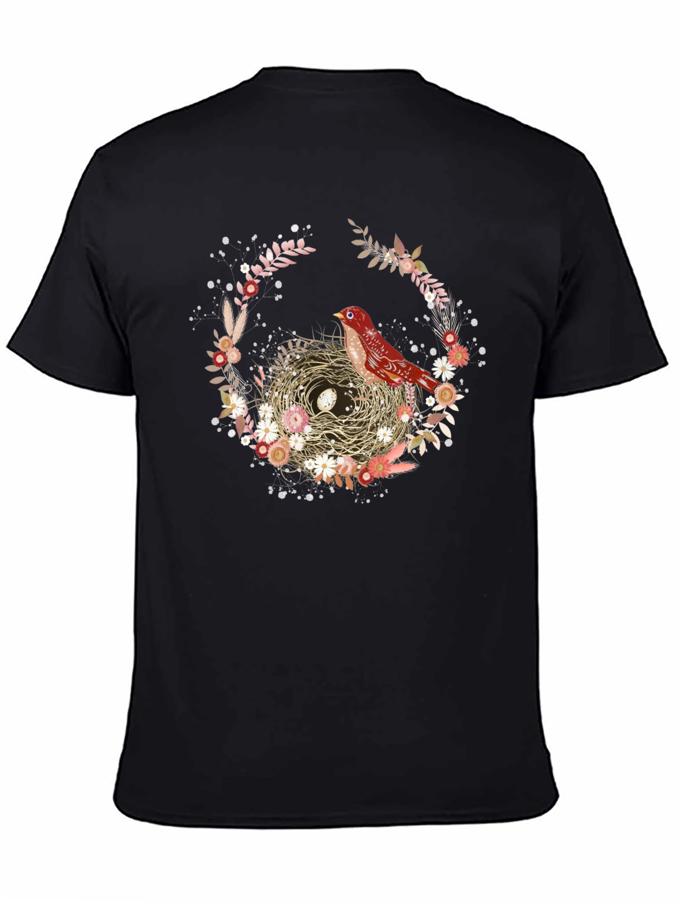 Bird Nest Floral Wreath T-Shirt