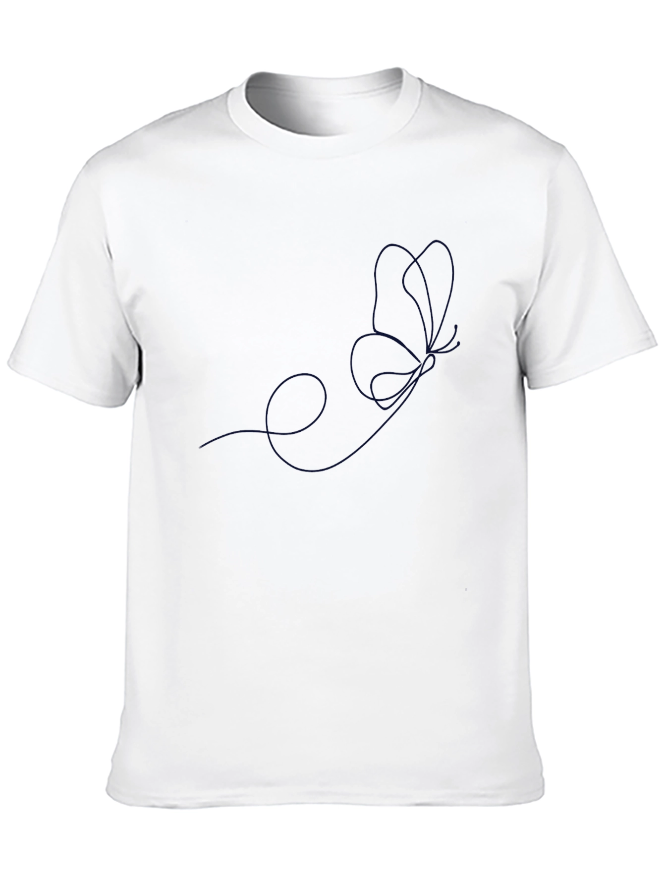 Minimalist Butterfly Line Art Black T-Shirt