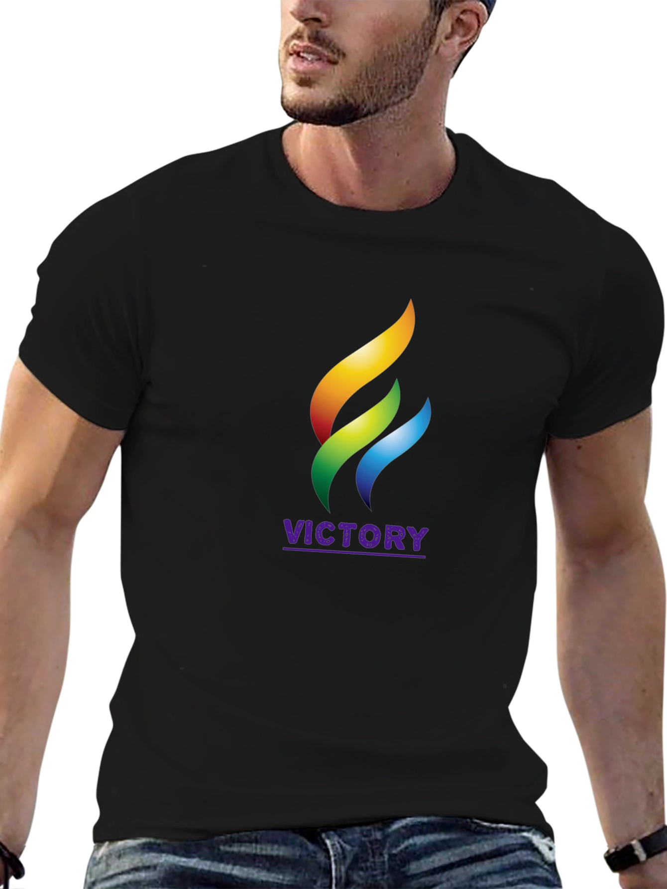 Victory Flame Graphic Black T-Shirt