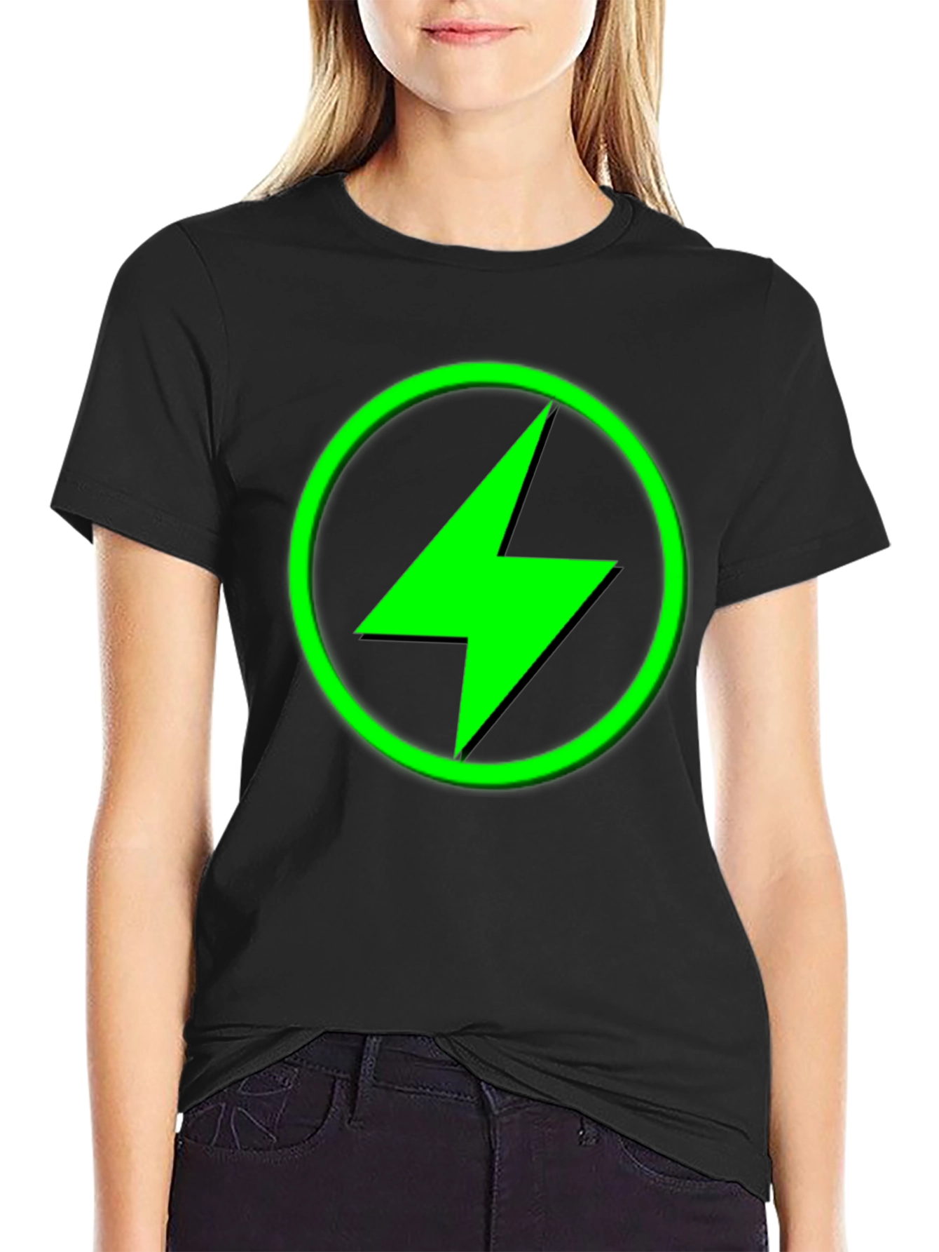Electric Green Bolt Black T-Shirt