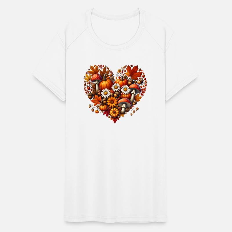 Heart filled with pumpkins, leaves and nuts