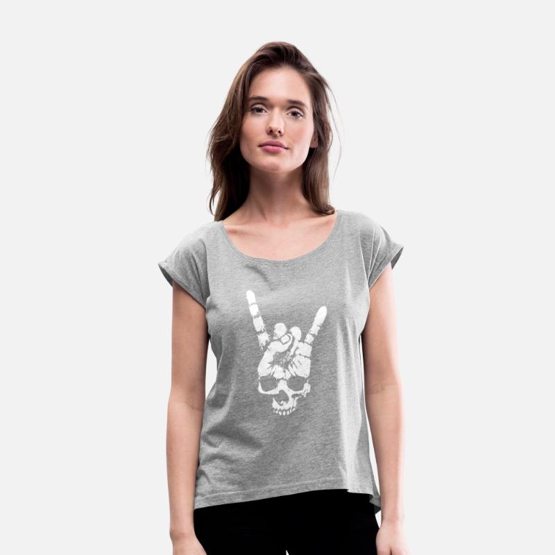 heavy metal skull with devil horns hand