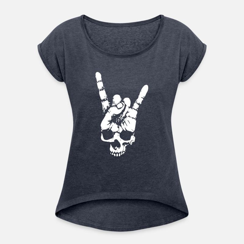 heavy metal skull with devil horns hand