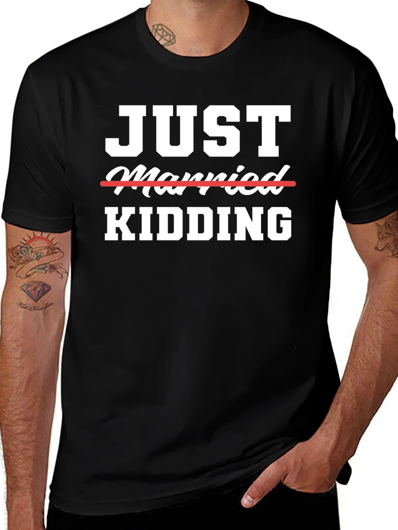 Just Married Kidding Graphic Tee