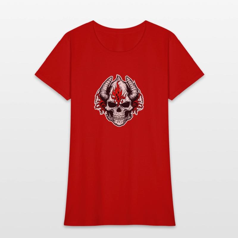 Horned Skull: Red Flames