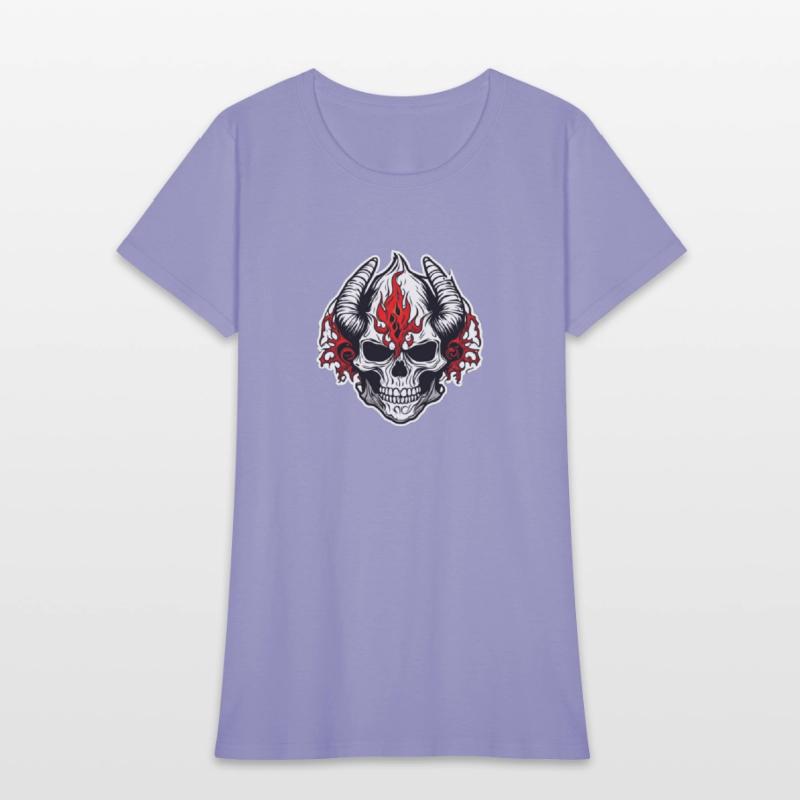 Horned Skull: Red Flames