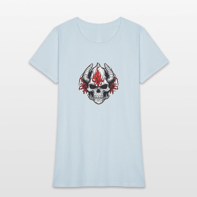 Horned Skull: Red Flames