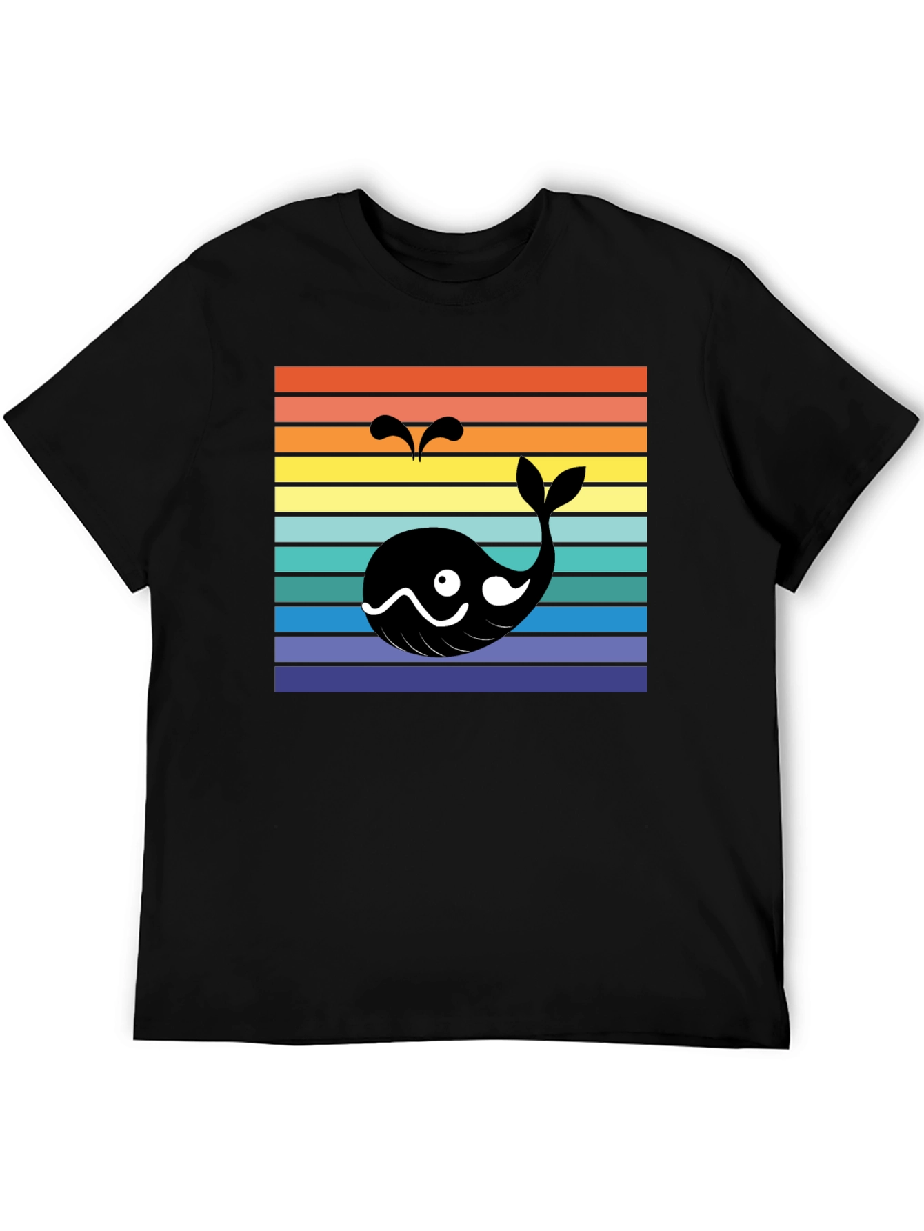 Retro Whale Graphic Tee - Mens Black T-Shirt