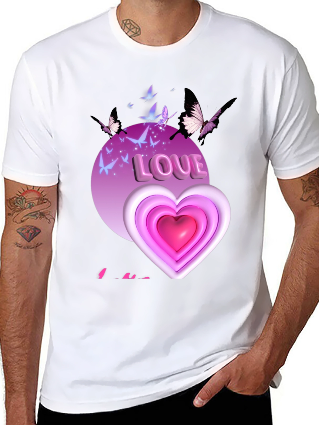 Love Heart Butterfly Graphic Tee