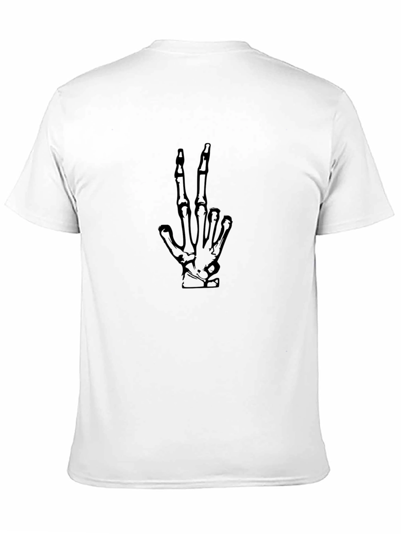 Skeleton Hand Peace Sign Black T-Shirt