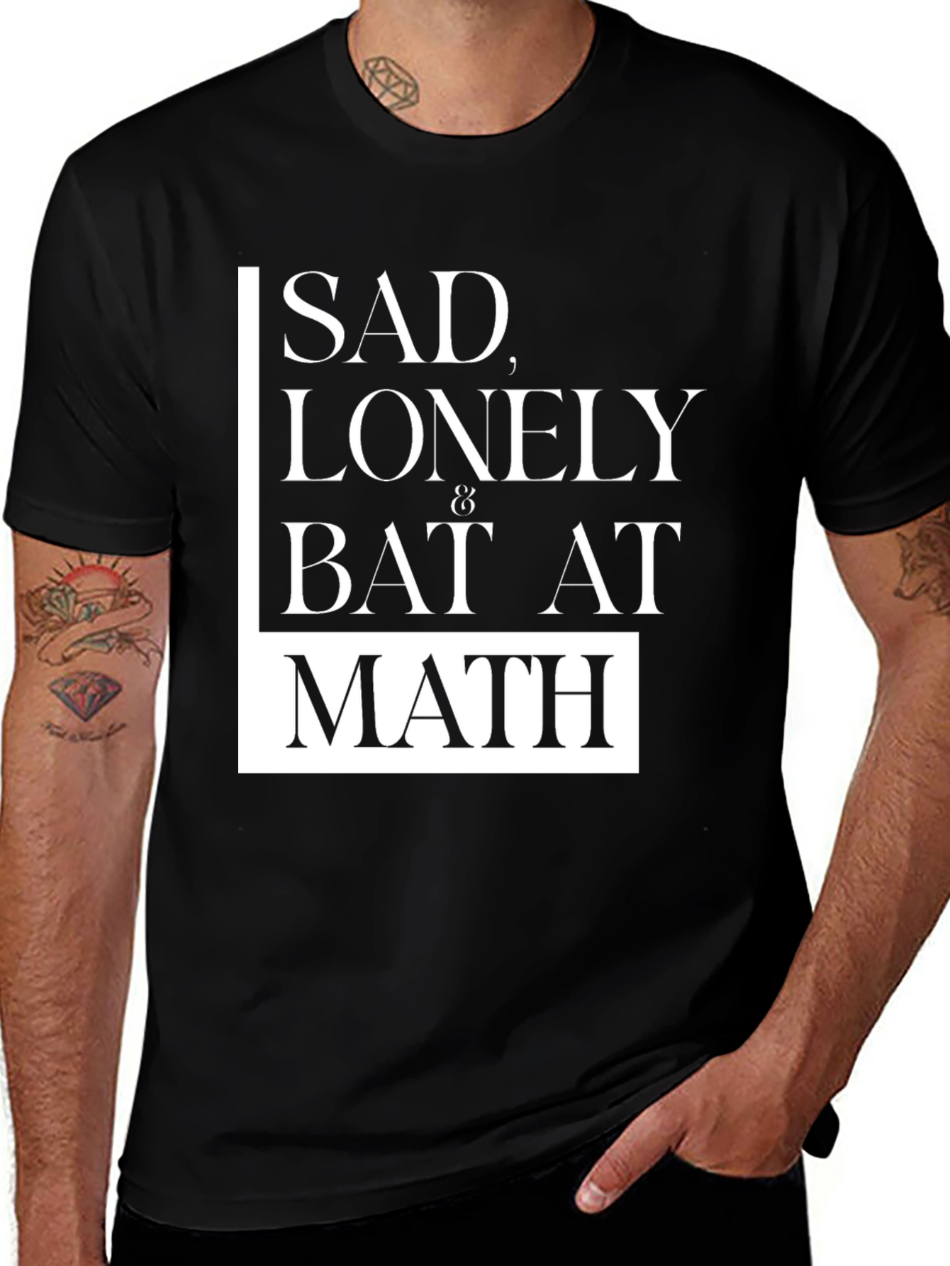 Sad Lonely & Bad at Math Black Graphic Tee