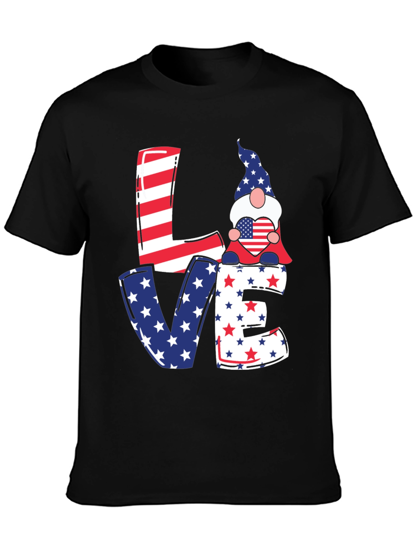 Patriotic Gnome Love T-Shirt - USA Pride Tee