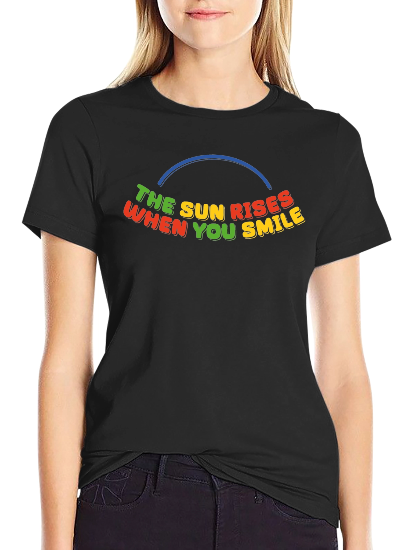 The Sun Rises When You Smile Black T-Shirt