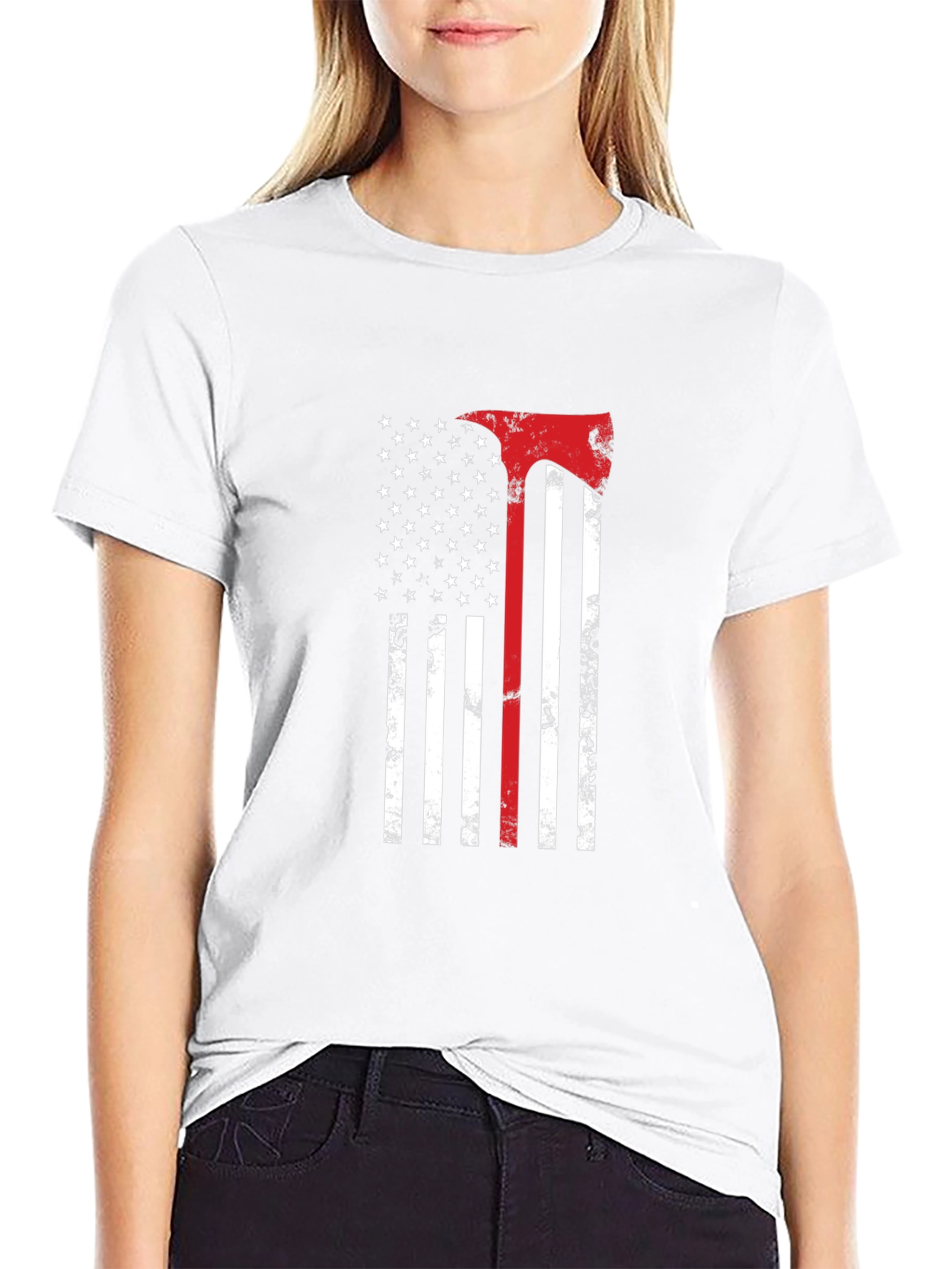 American Flag Firefighter Axe T-Shirt