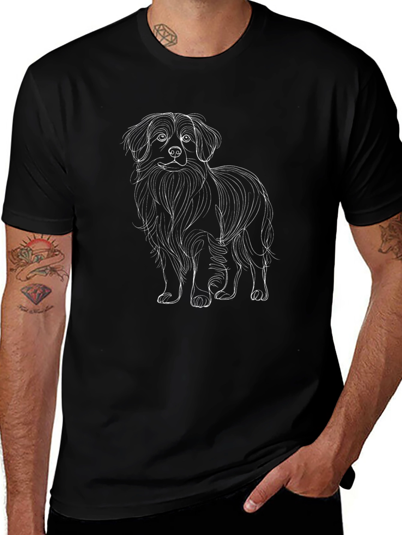 Dog Sketch Black T-Shirt