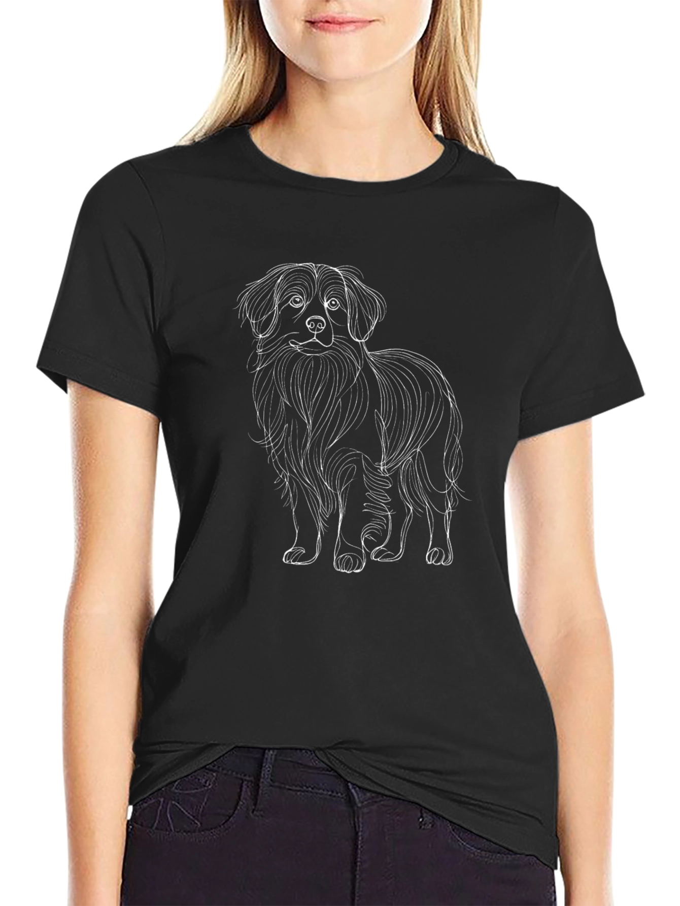Dog Sketch Black T-Shirt