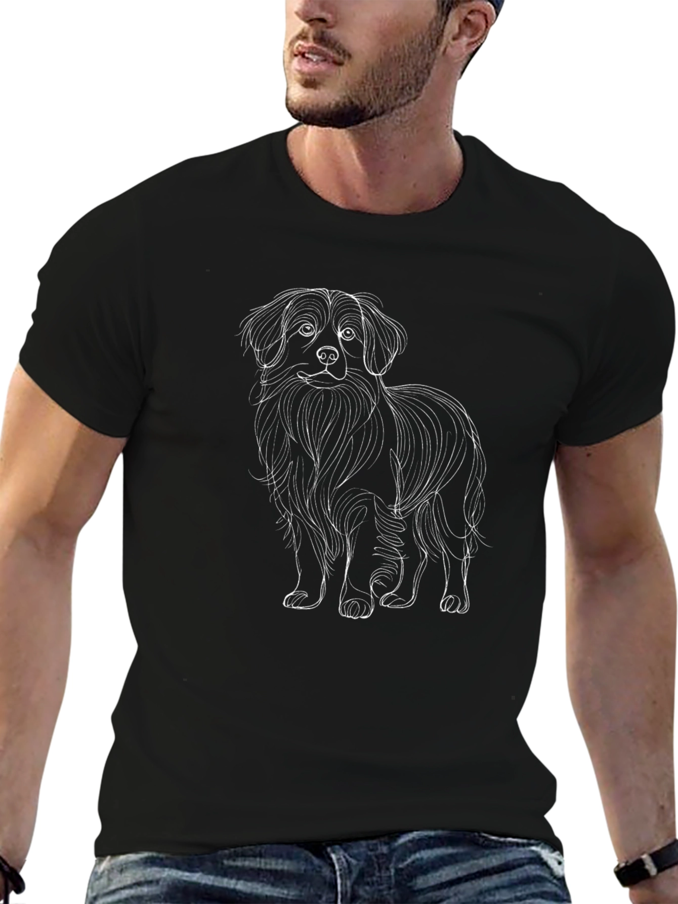 Dog Sketch Black T-Shirt