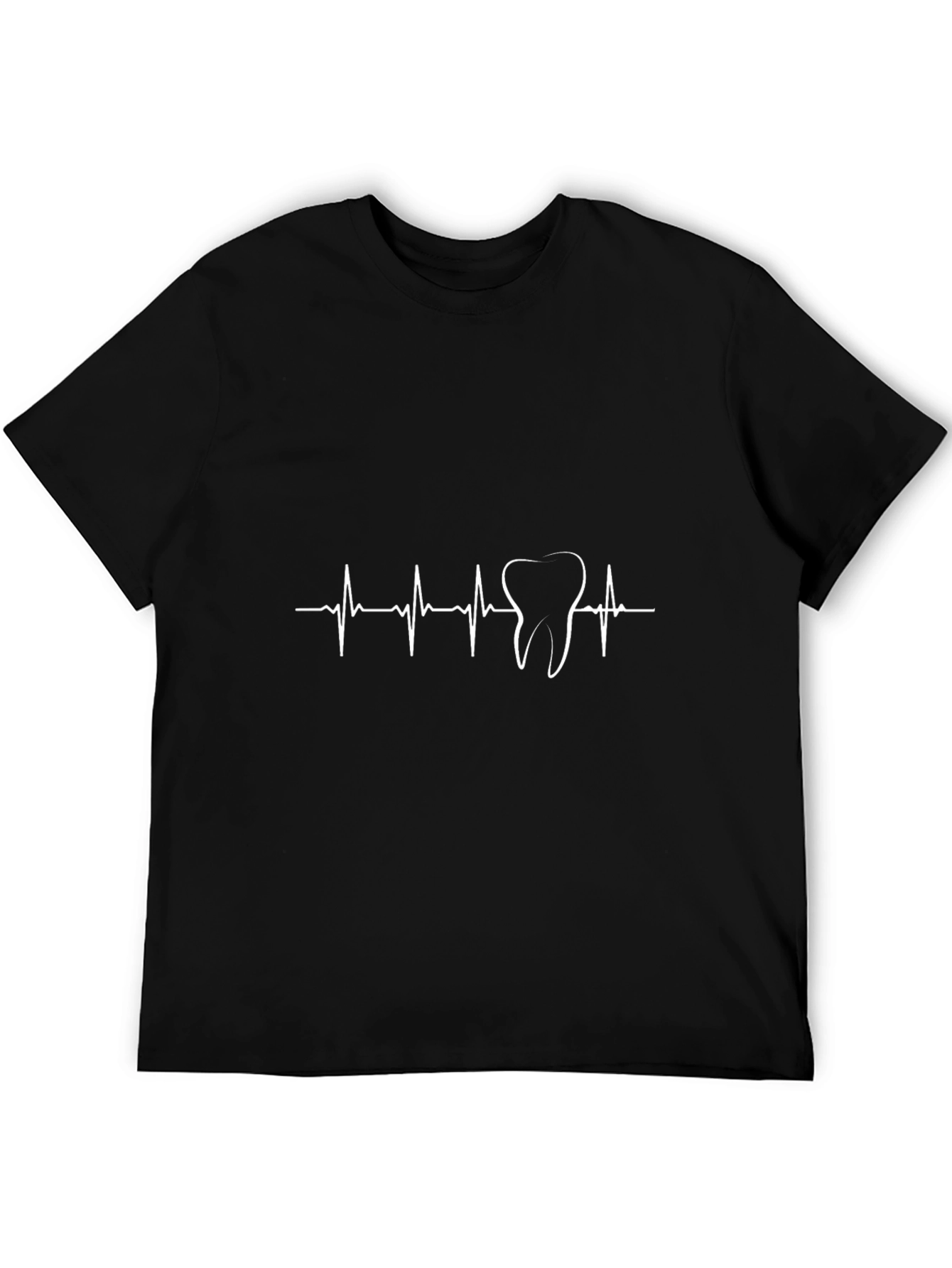 Dentist Heartbeat Graphic T-Shirt - Black Cotton