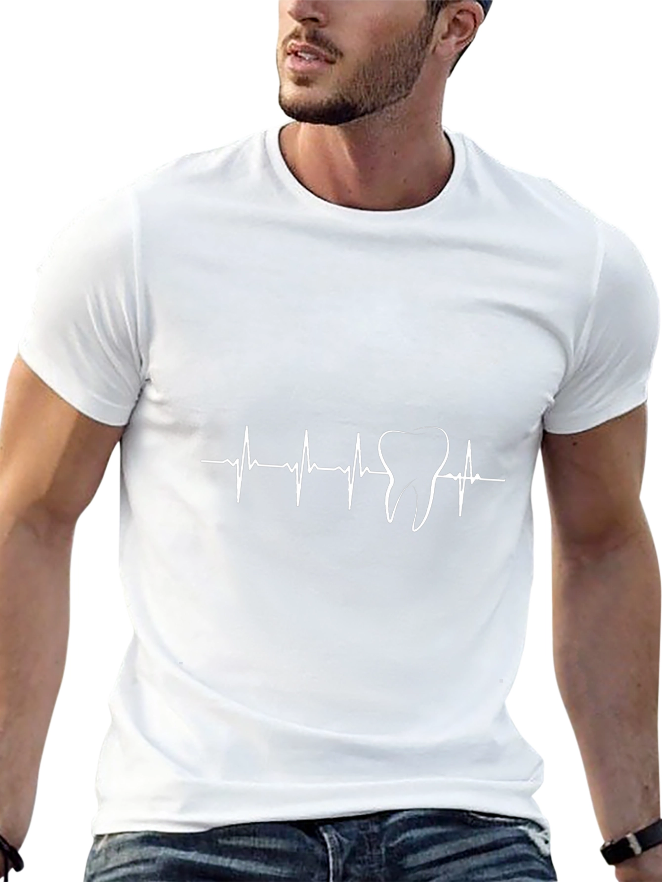 Dentist Heartbeat Graphic T-Shirt - Black Cotton