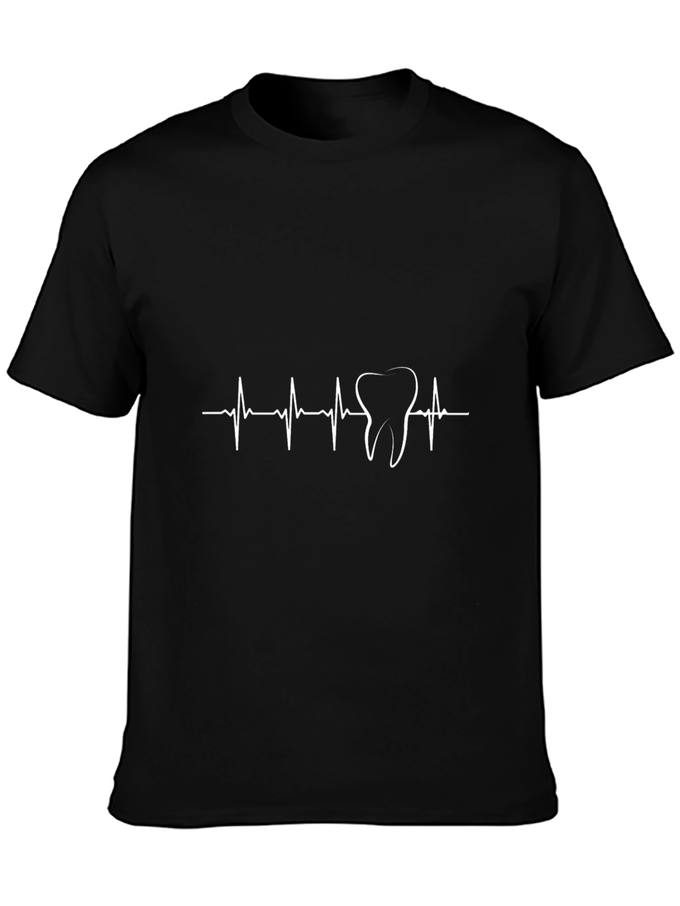 Dentist Heartbeat Graphic T-Shirt - Black Cotton