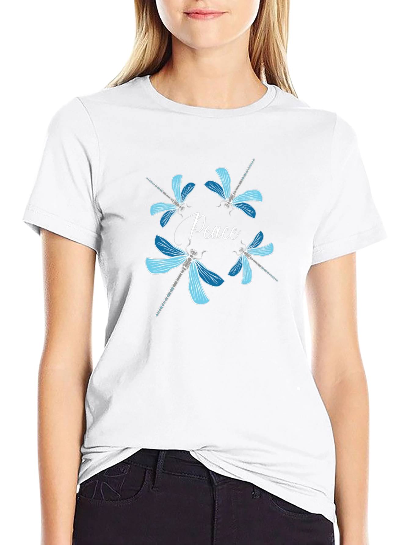 Peace Dragonfly Graphic T-Shirt