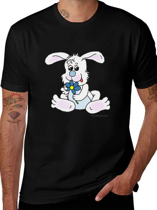 Cute Bunny Graphic Black Tee