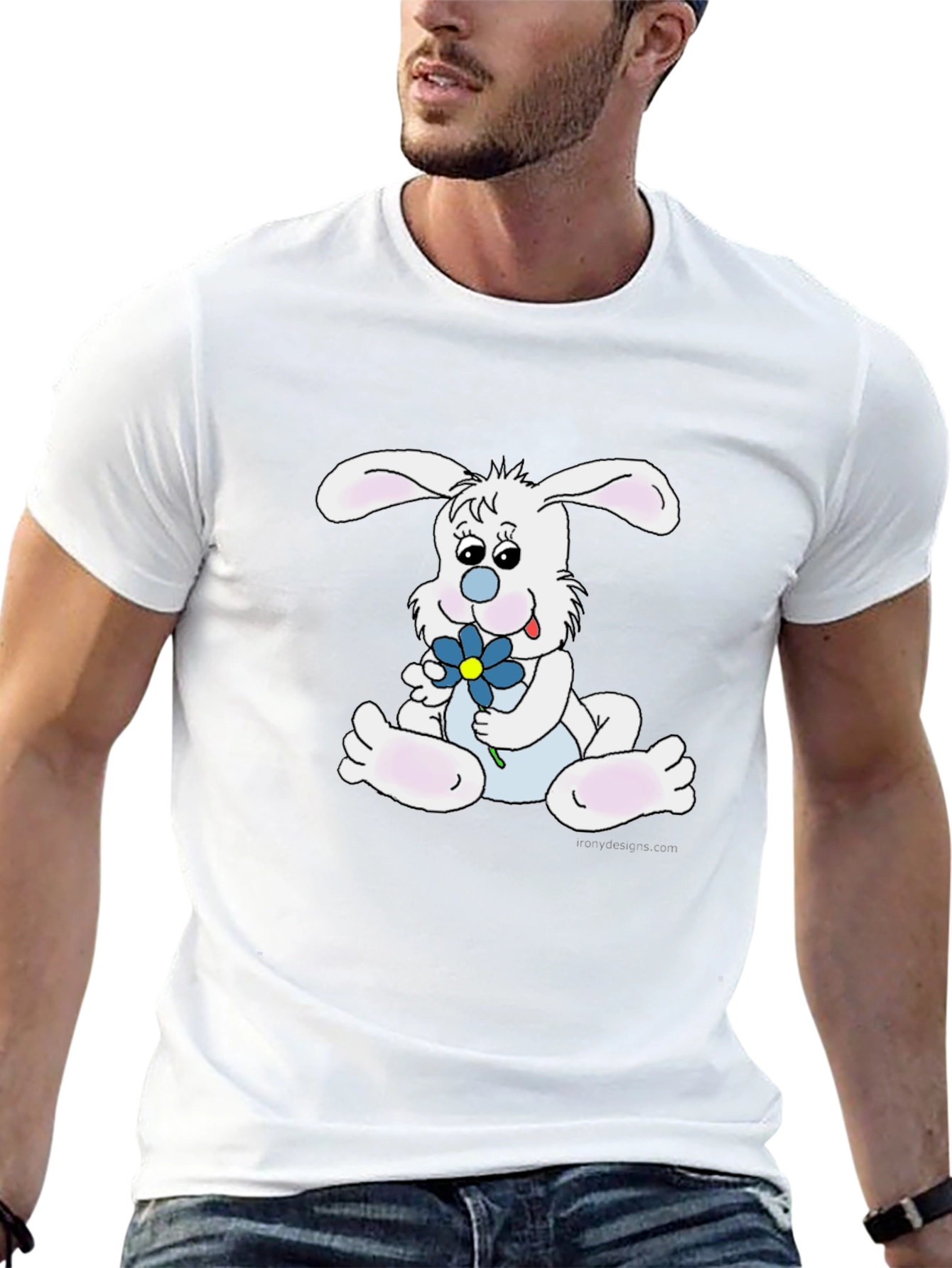 Cute Bunny Graphic Black Tee