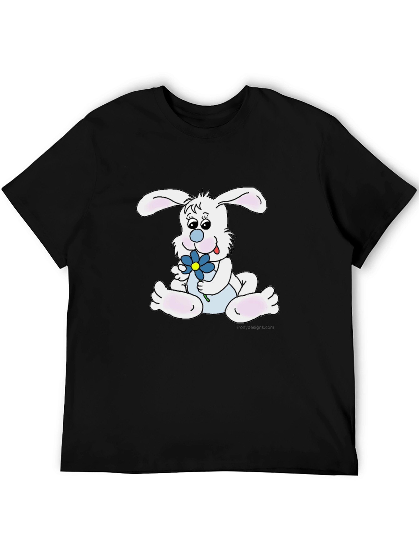 Cute Bunny Graphic Black Tee