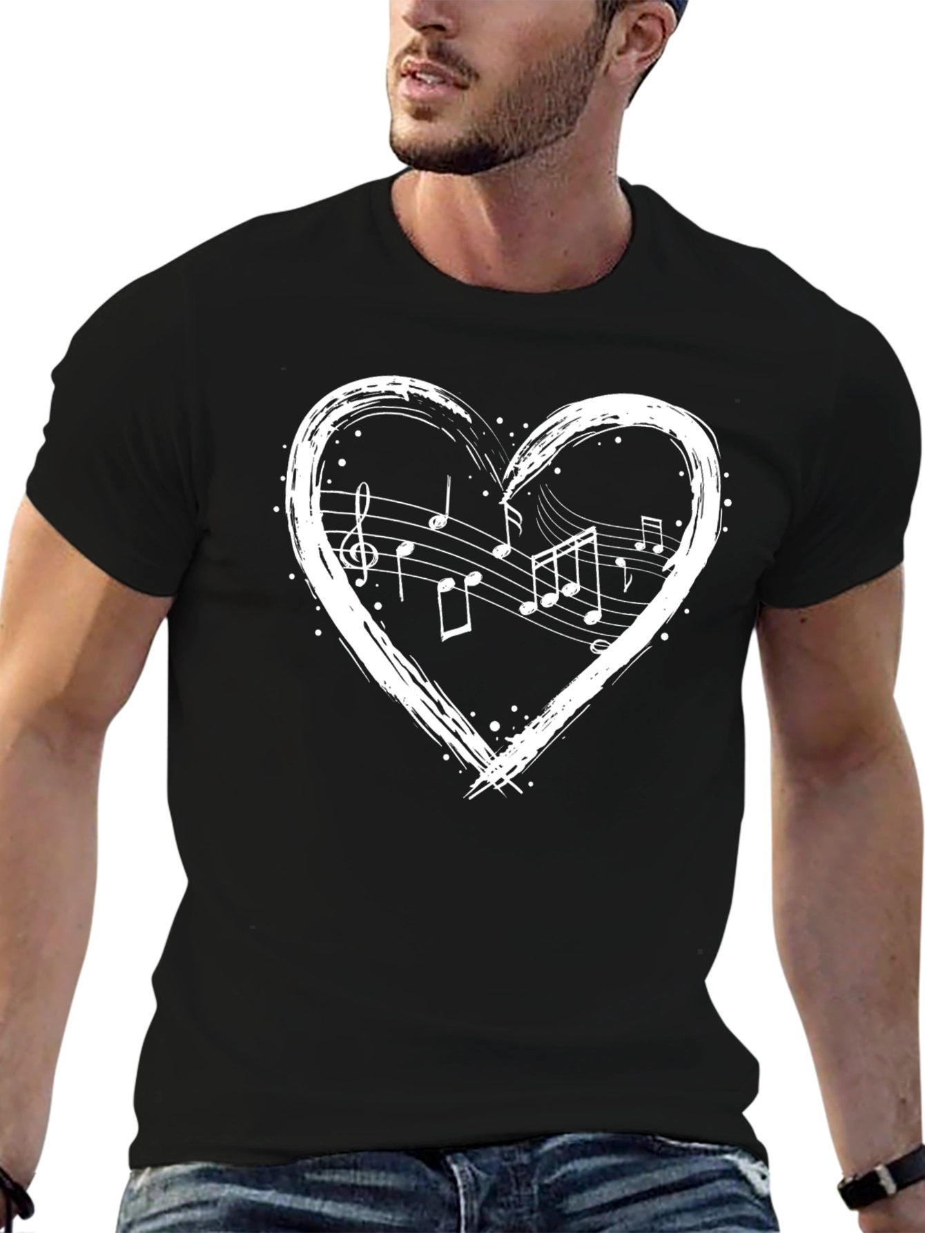 Musical Heart Graphic Tee - Black