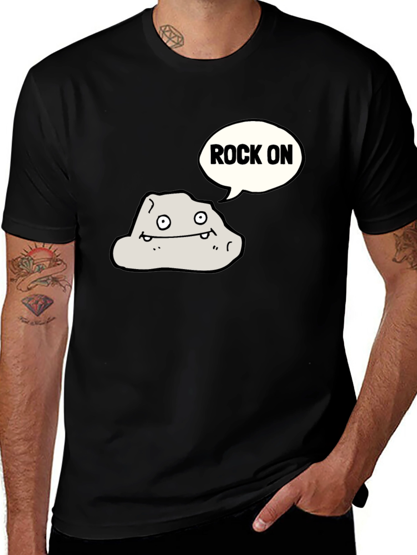 Rock On Graphic Tee - Unique Cartoon Rock Design