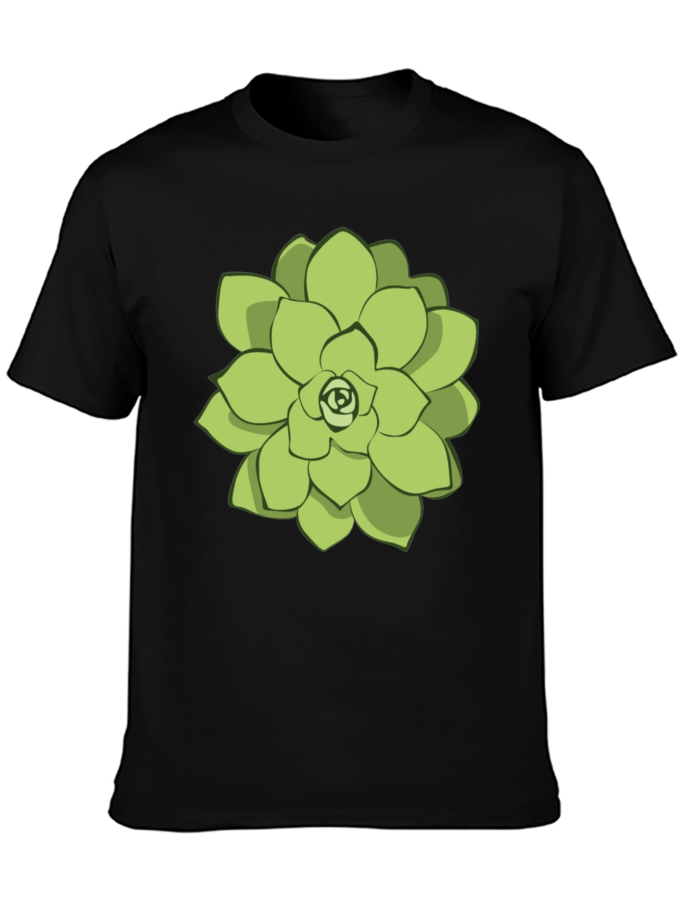 Succulent Graphic Tee - Black Cotton Casual Shirt