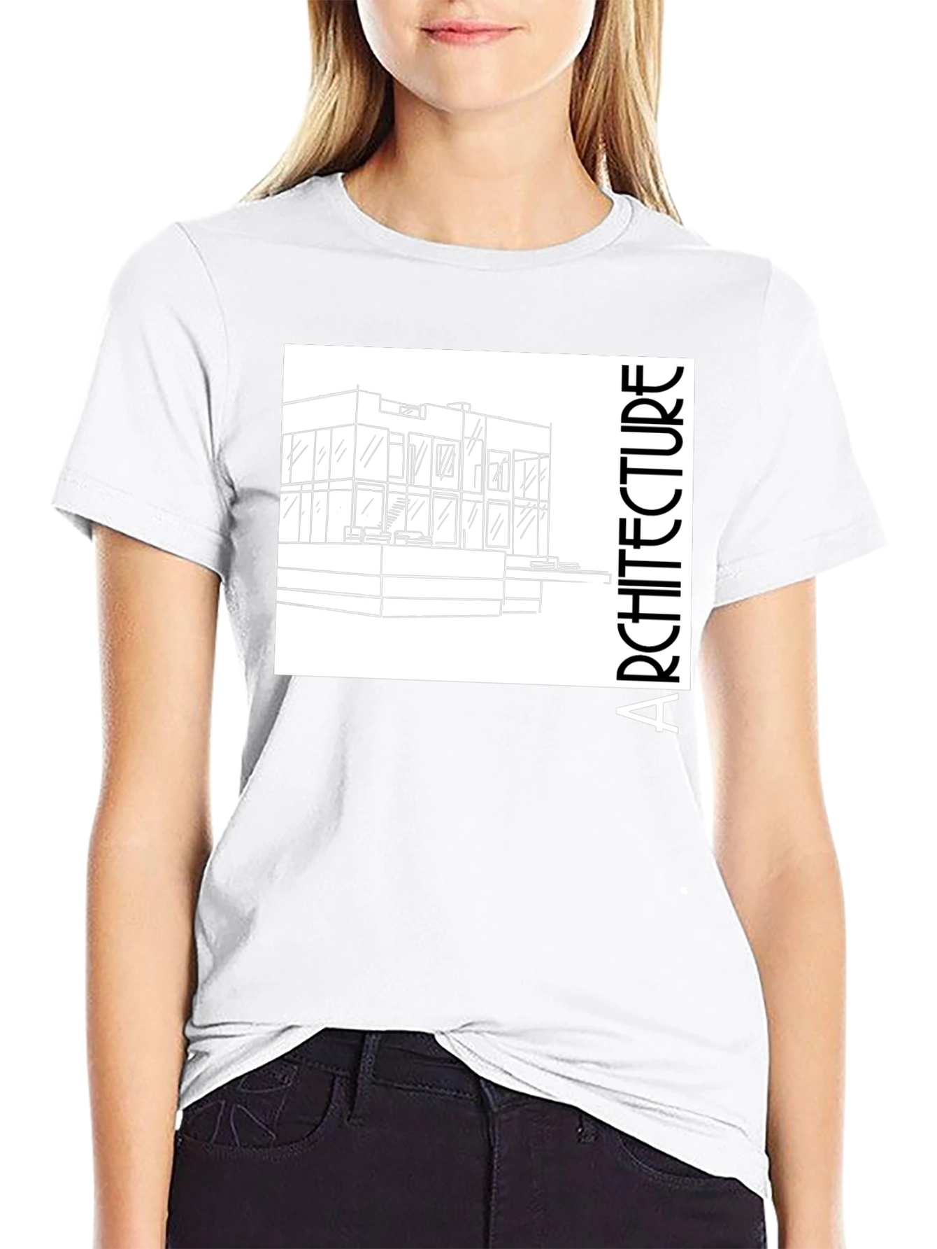 Architecture Tee - Modern Building Sketch Black T-Shirt