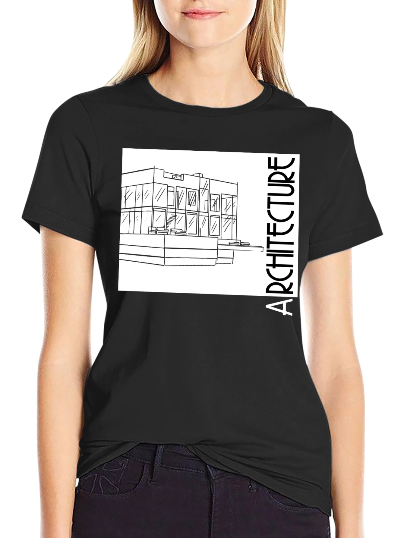Architecture Tee - Modern Building Sketch Black T-Shirt