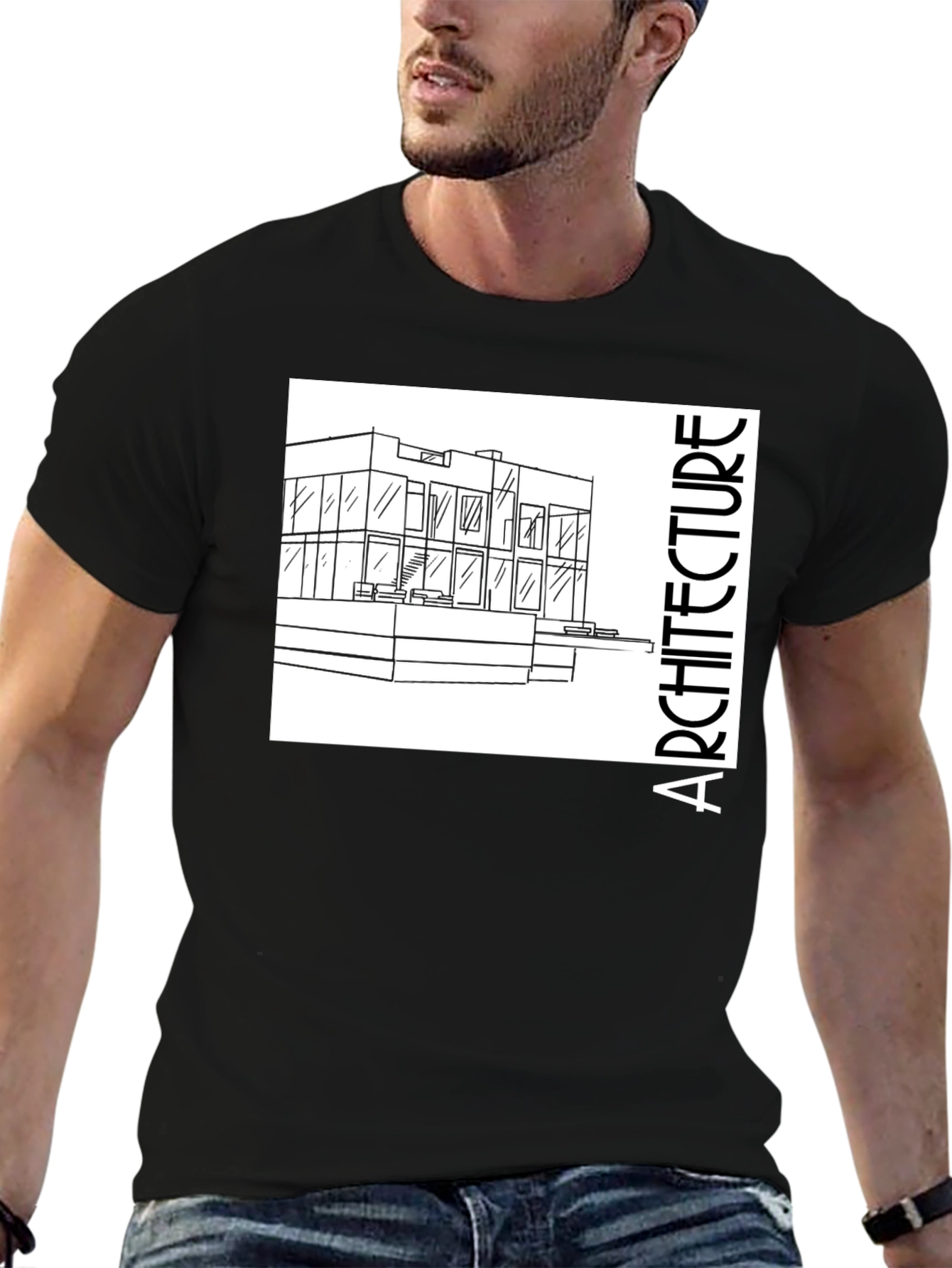 Architecture Tee - Modern Building Sketch Black T-Shirt