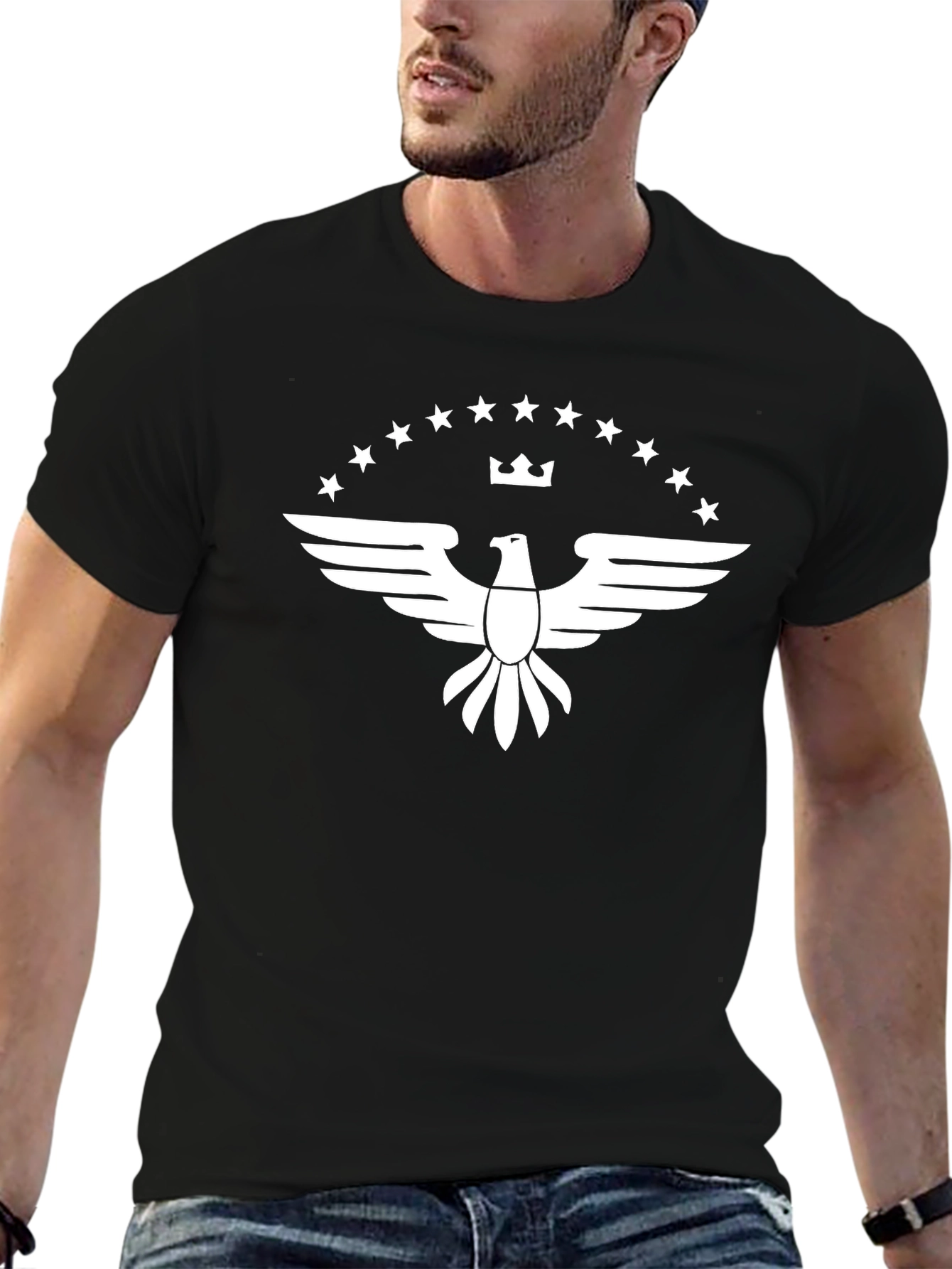 Eagle Crown Star Graphic Tee - Black