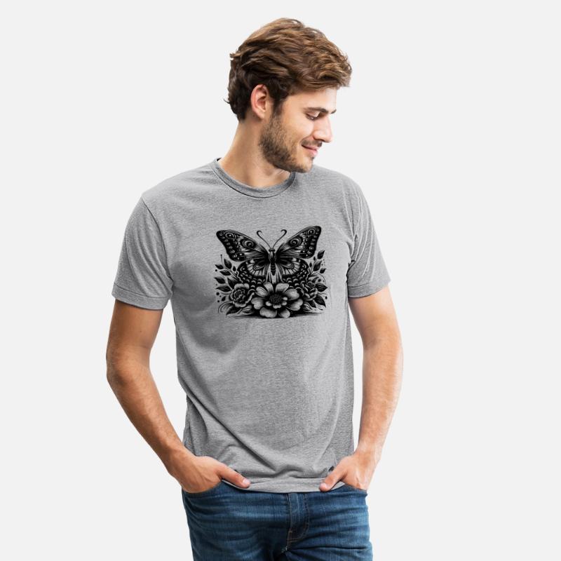 Imaginative Flower Butterfly Motif