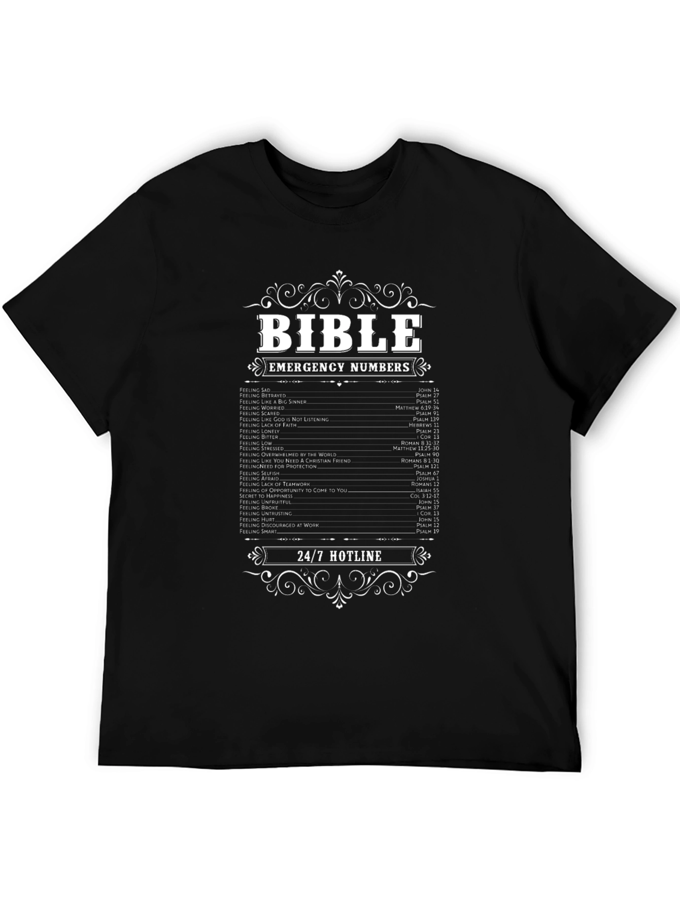 Bible Emergency Numbers T-Shirt Christian Hotline