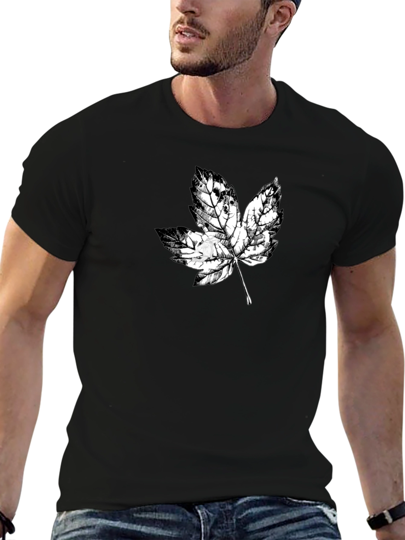 Maple Leaf Graphic Black T-Shirt