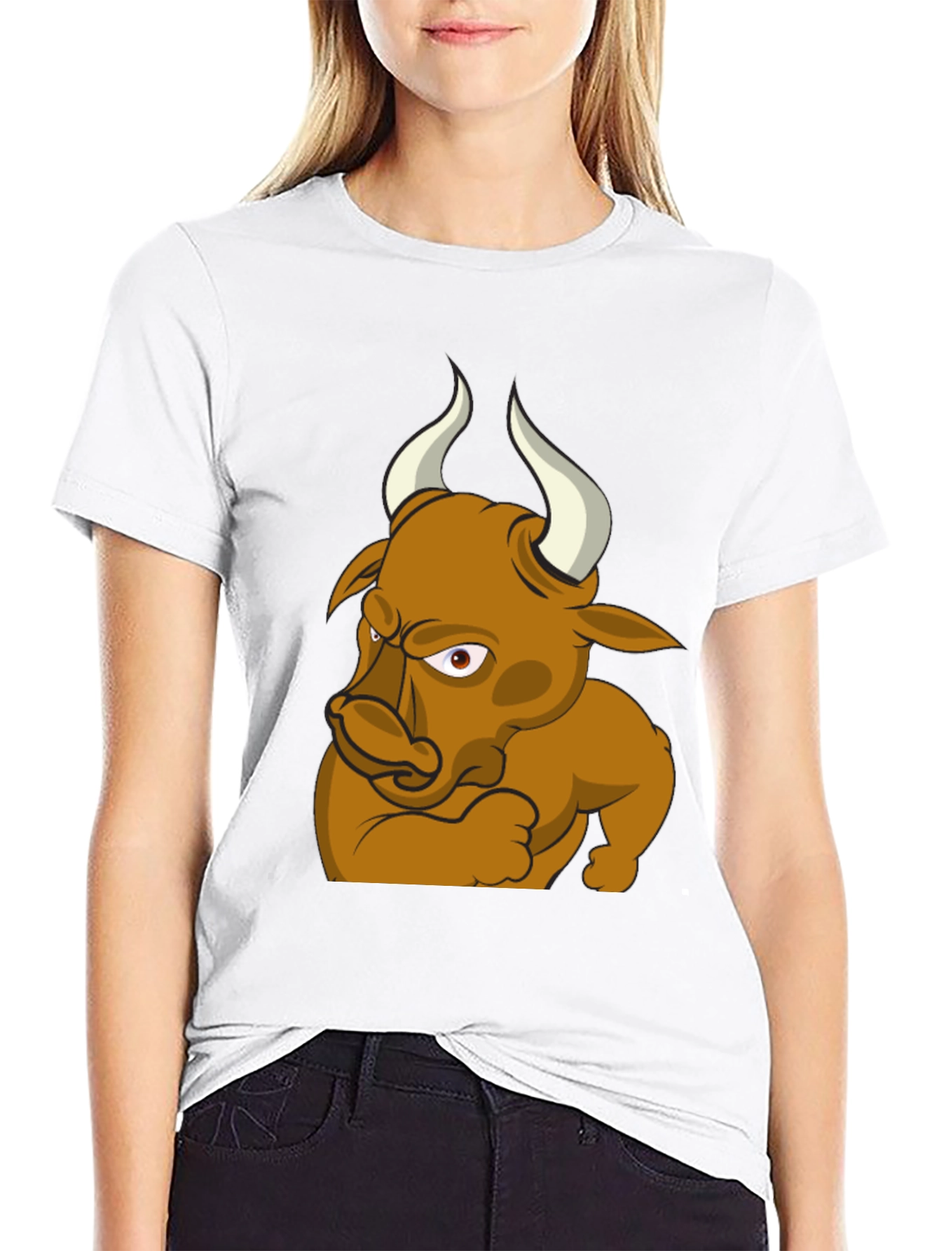 Angry Bull Cartoon Graphic T-Shirt