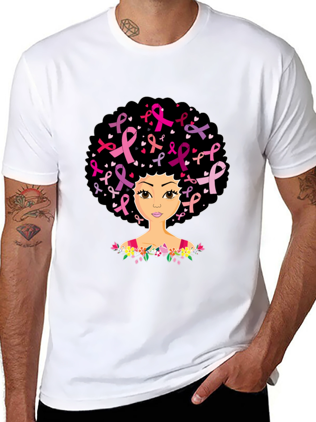 Breast Cancer Awareness Afro Woman T-Shirt