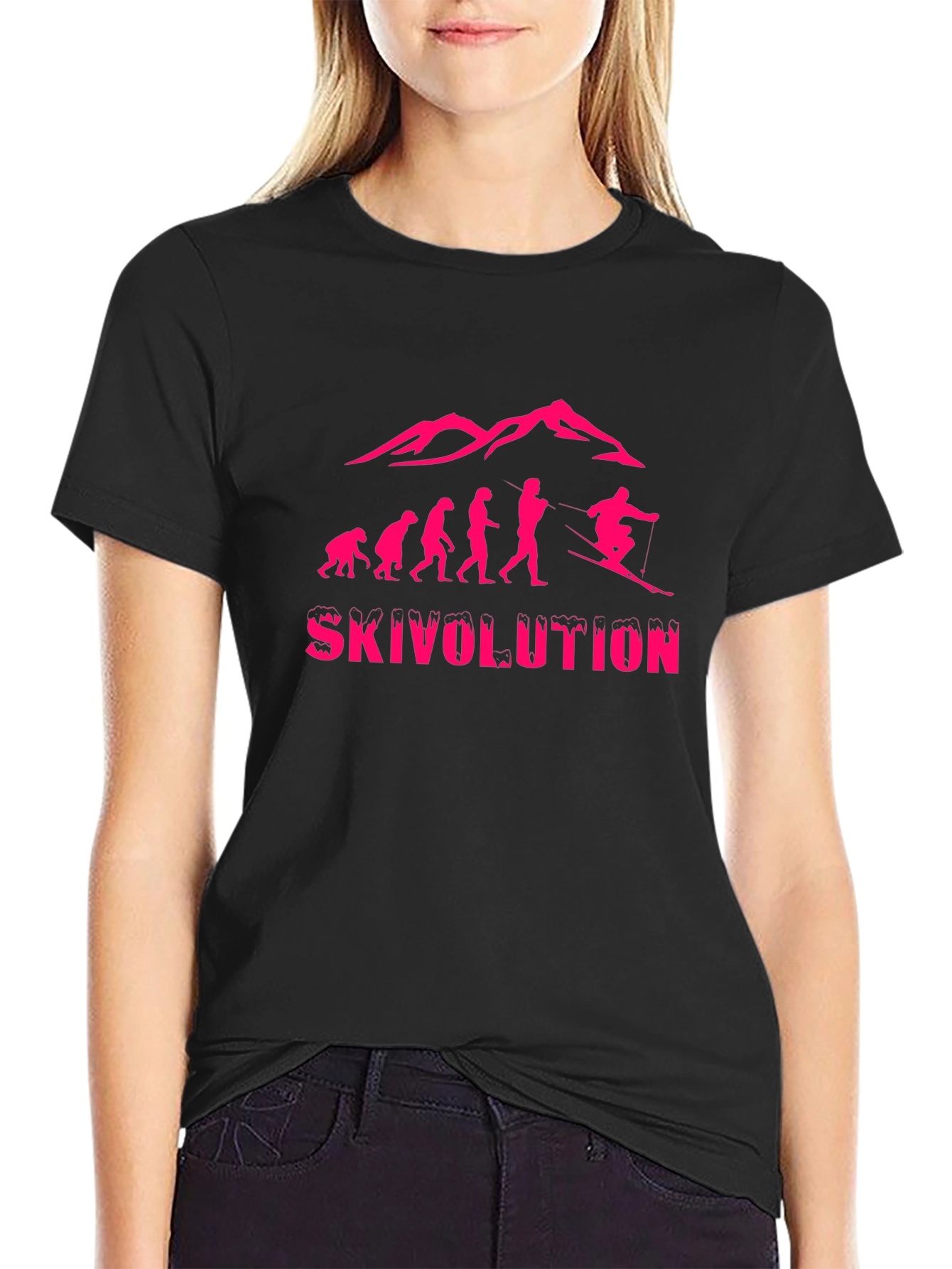 Ski Evolution Graphic Tee - Black Cotton T-Shirt