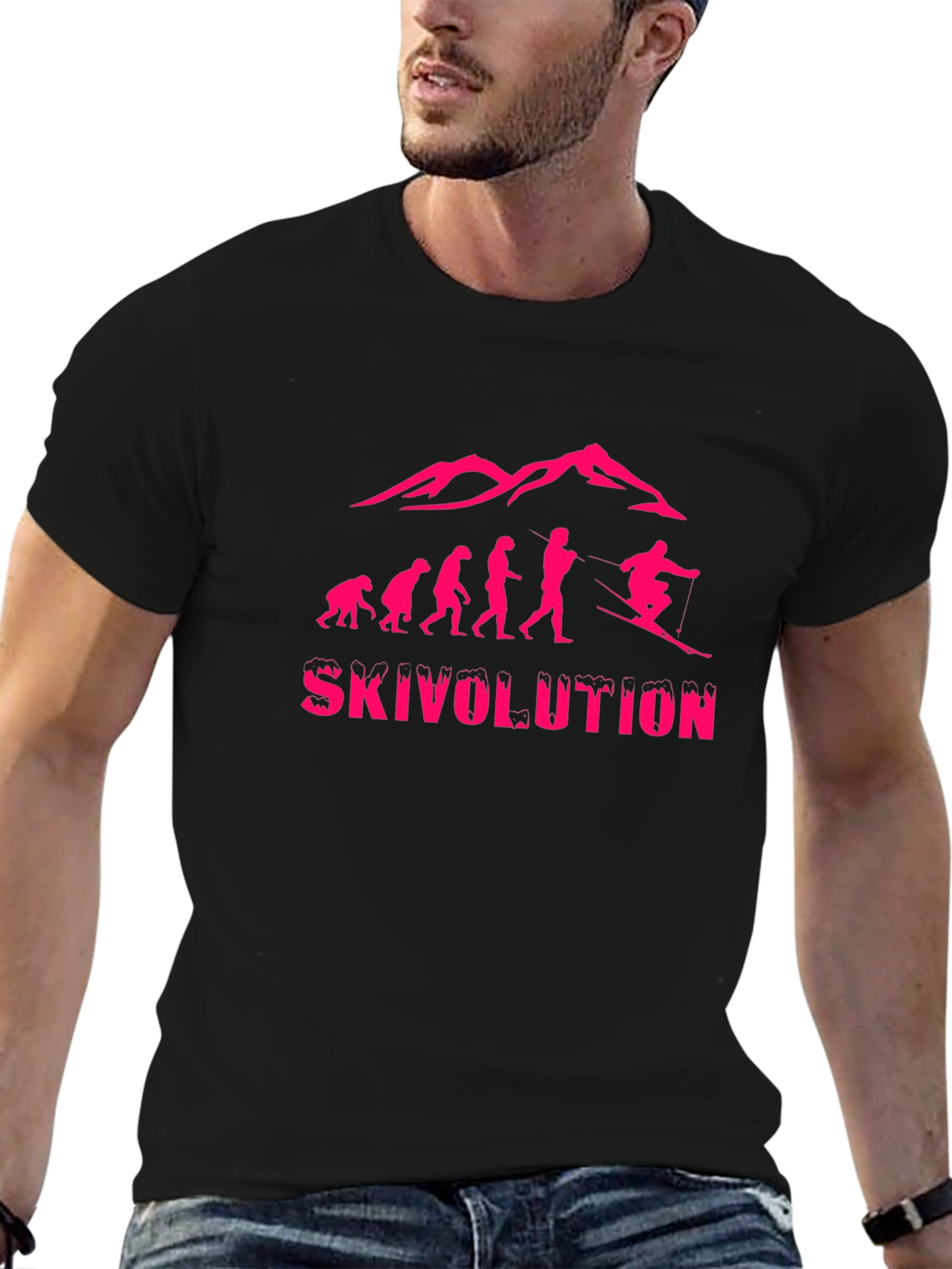 Ski Evolution Graphic Tee - Black Cotton T-Shirt